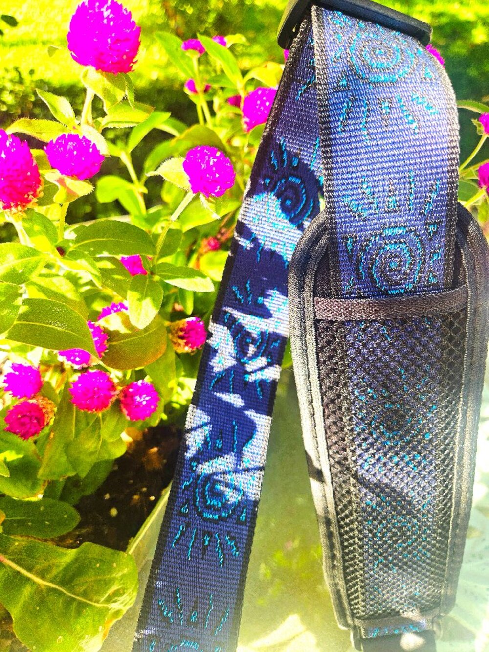 D'Addario Planet Waves Auto Lock Vintage Guitar Strap Suns Blue Woven 2" Strap - Picture 7 of 13